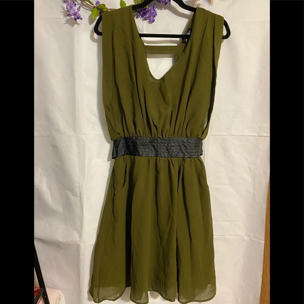 Angels 3 Camo color dress with pleather waist tie